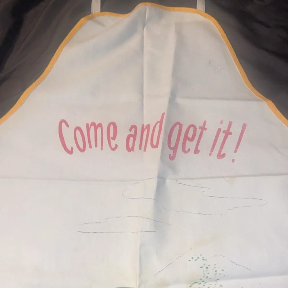 Vintage 1970's Come and Get It! Cowboy chuck wagon apron.